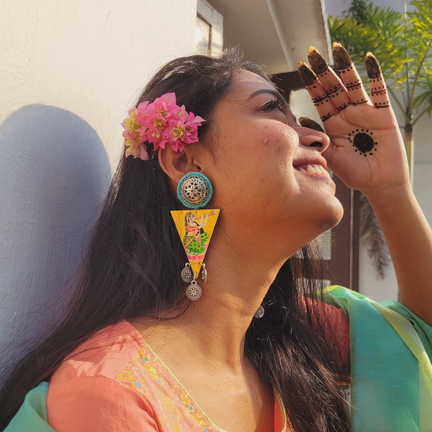 "Mendhika" Hand-painted Earring
