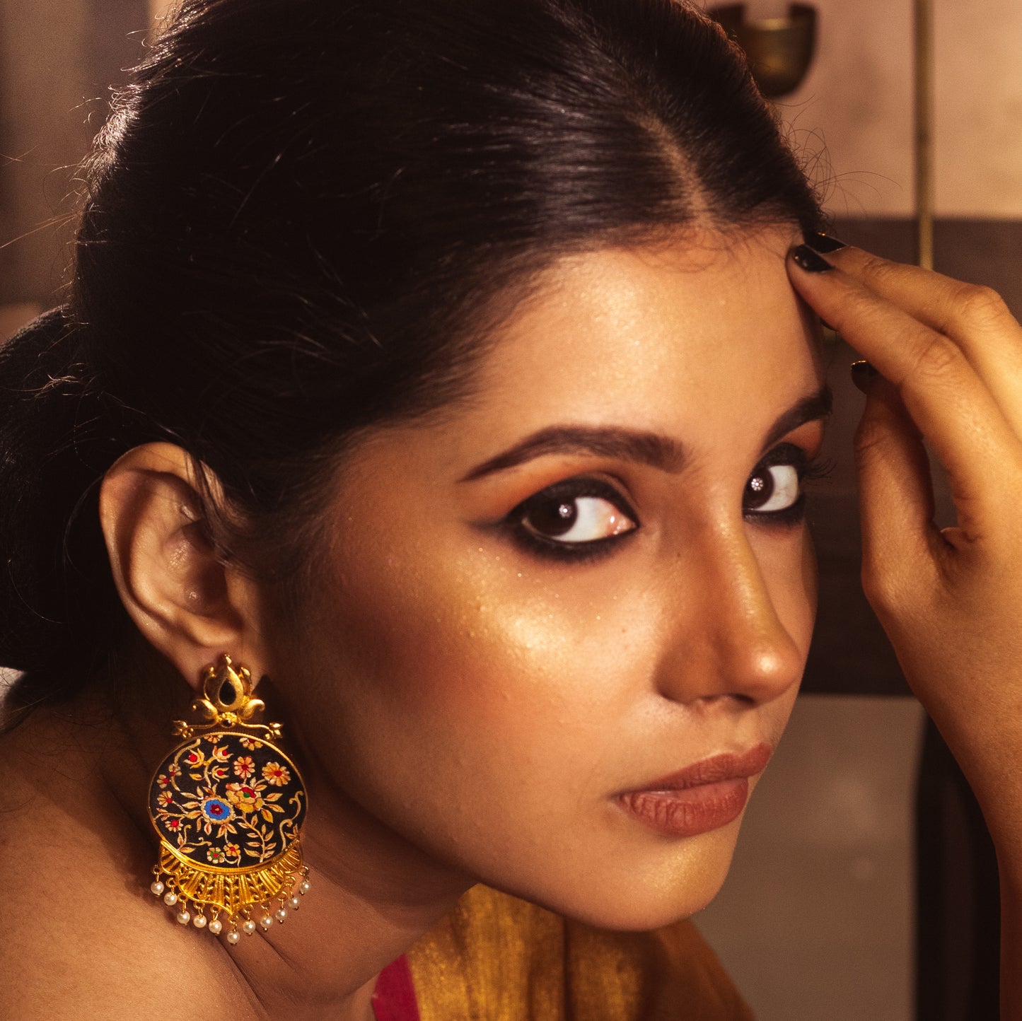 "Zainab" Hand-painted Earring |  Persian Art