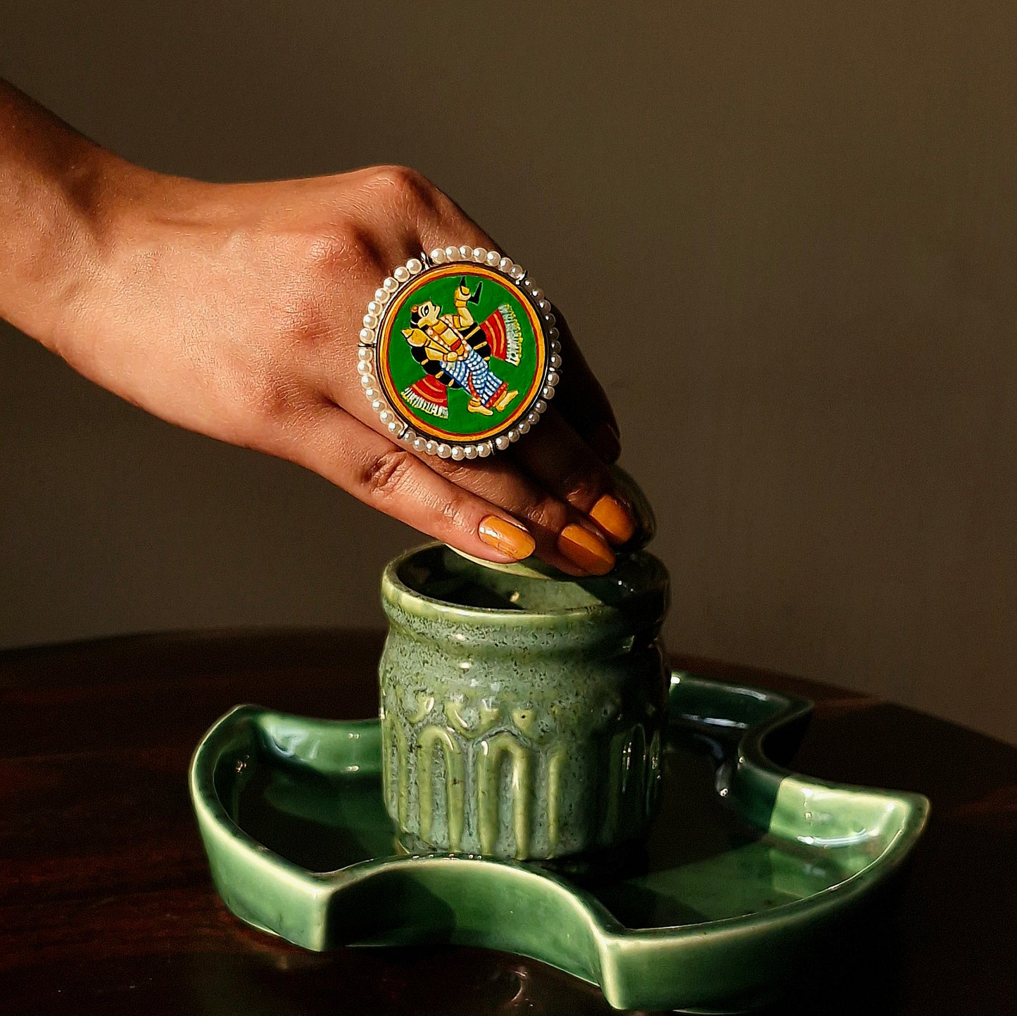 "Haladhara" Hand-painted Finger Ring