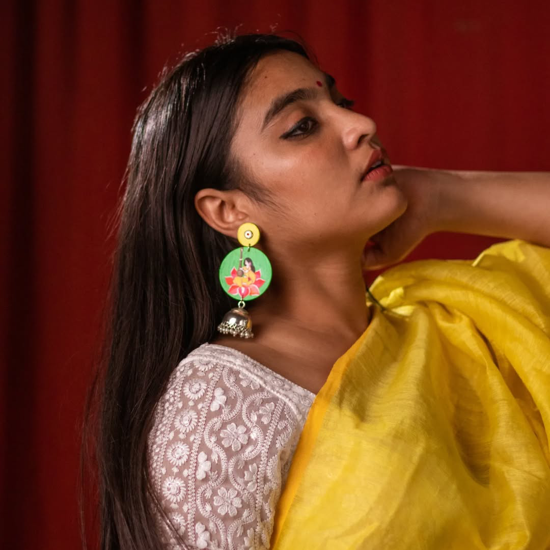 "Saraswati" Hand-painted Earring