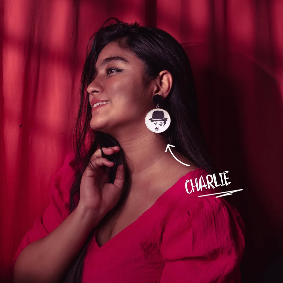 "Hello Charlie" Hand-painted Earring
