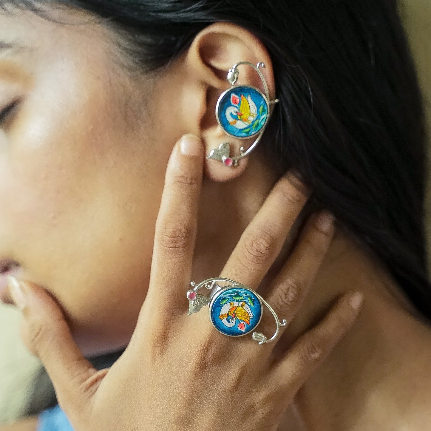 "Hansika" Hand-painted Earcuff