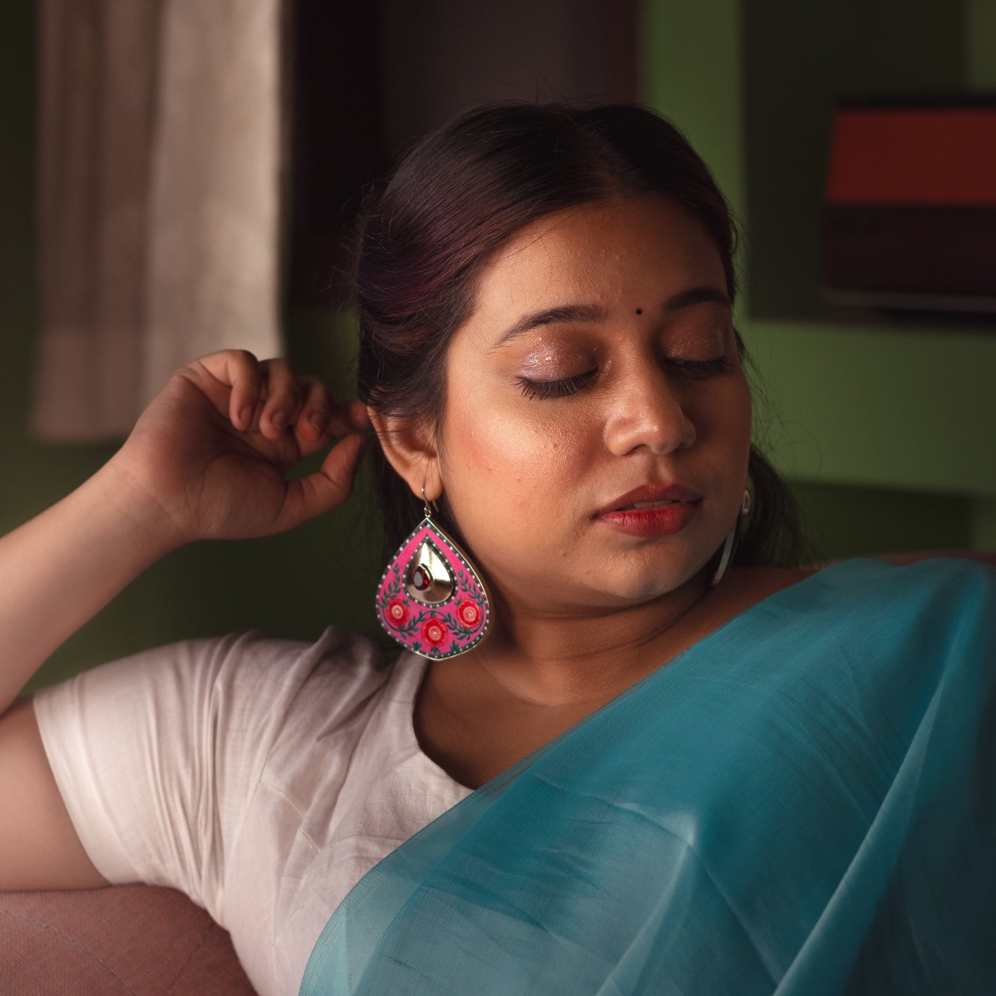 "Drina" Hand-painted Earring