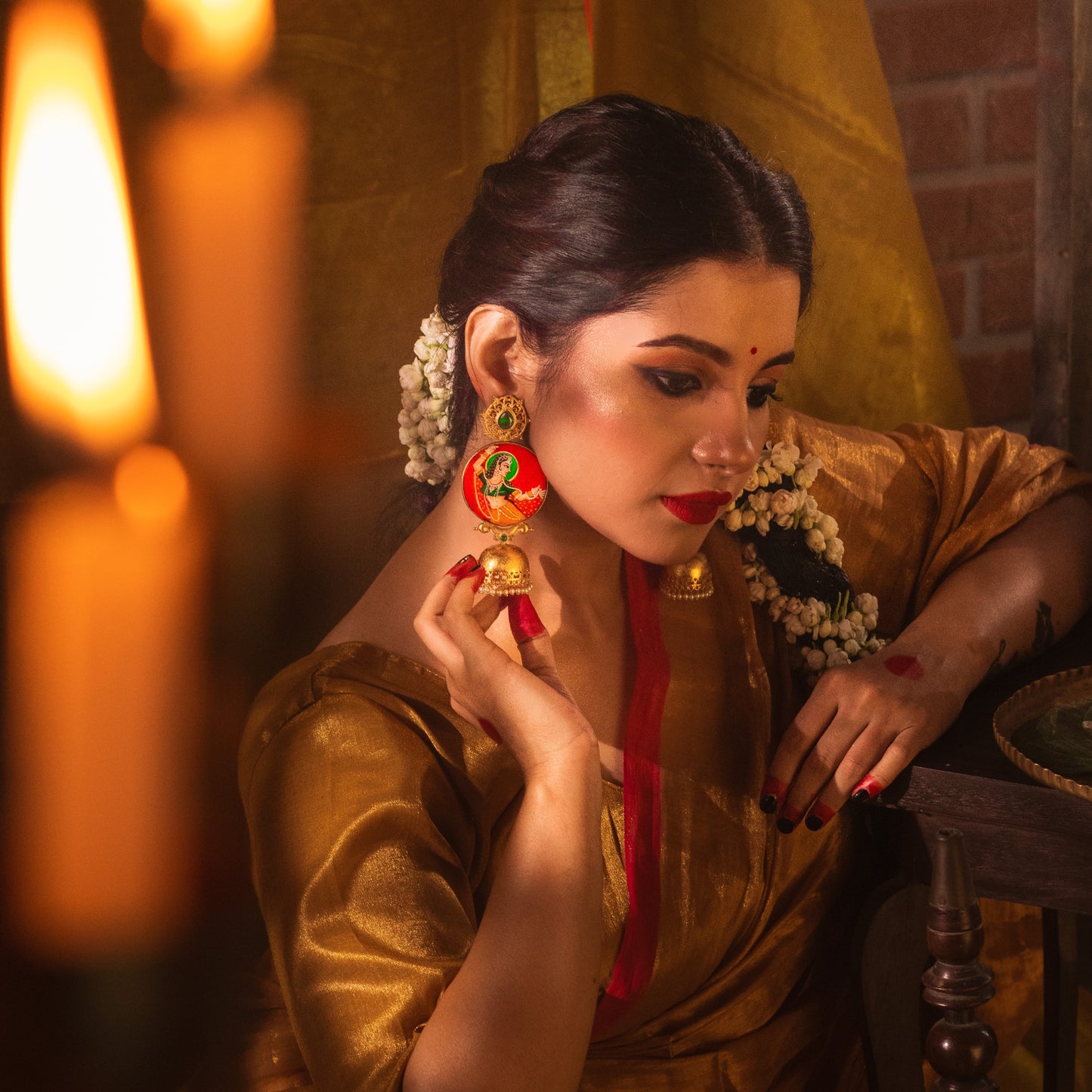 "Afreen" Hand-painted Earring