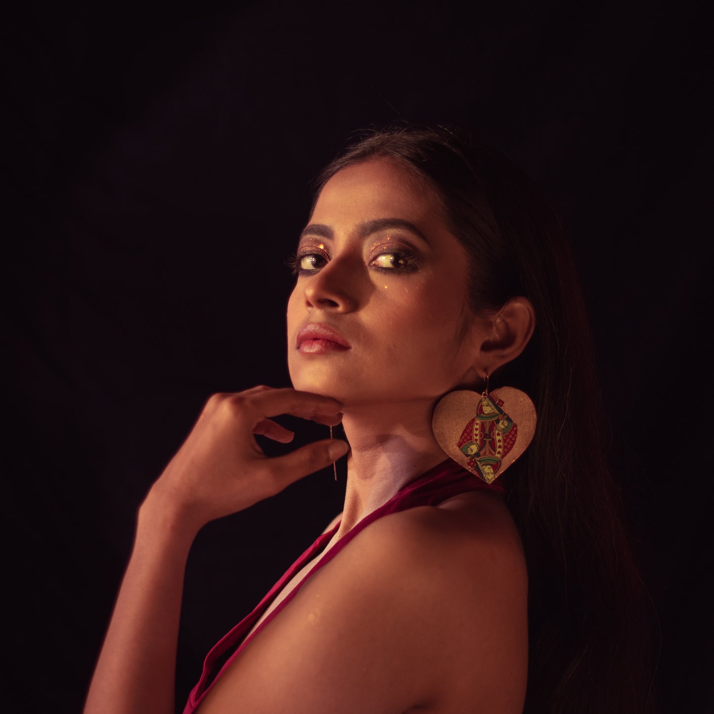 "Queen Of Hearts" Hand-painted Earring