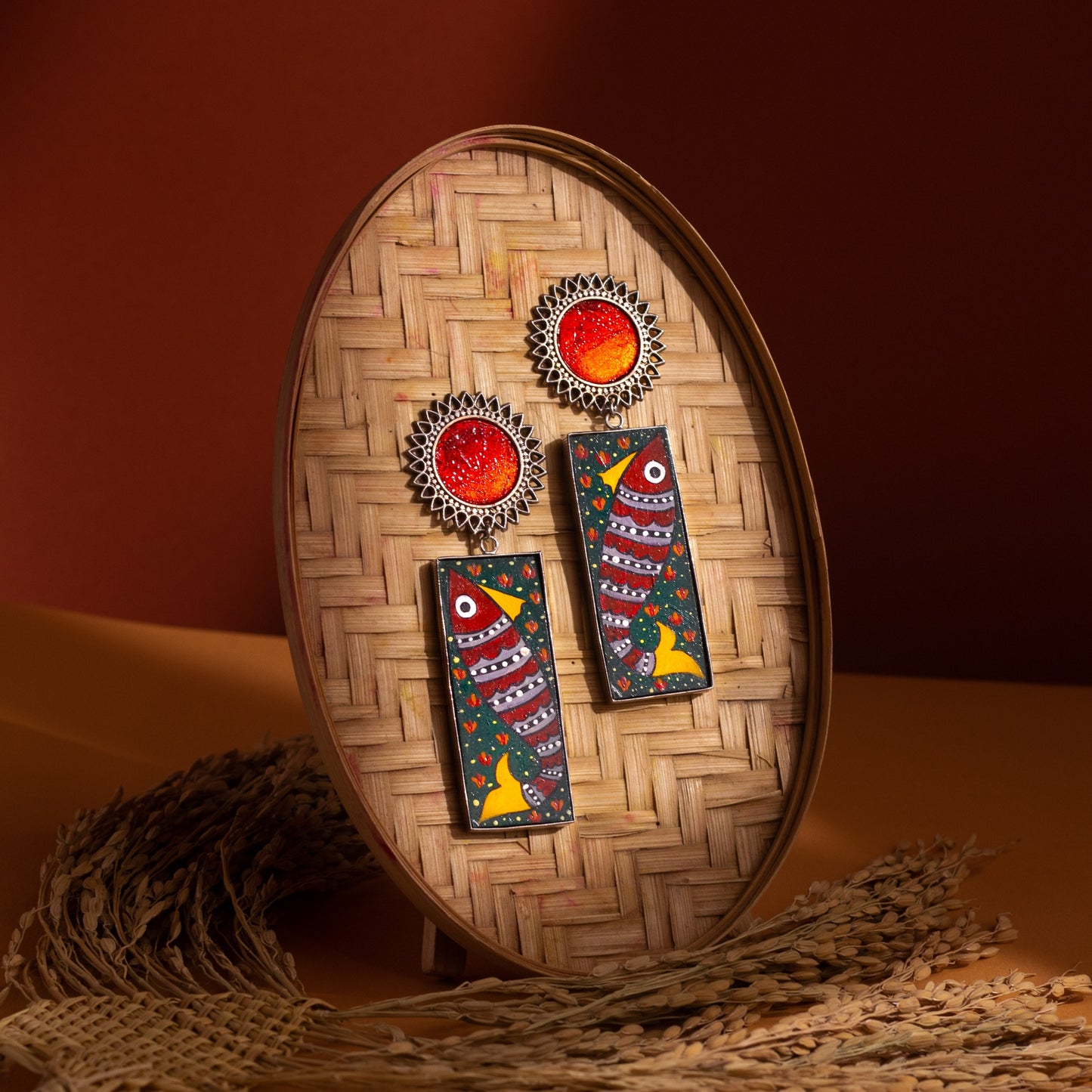 "Meenakshi-1" Hand-painted Earring