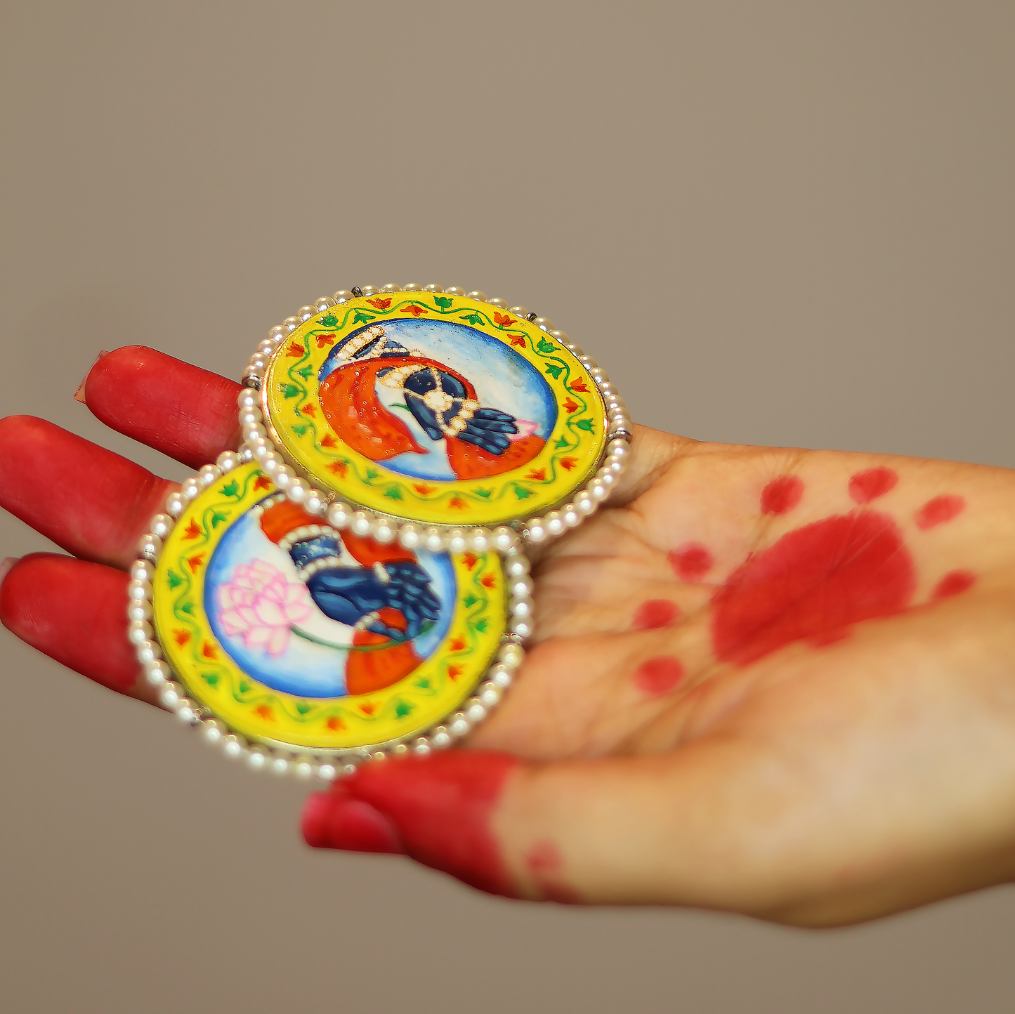 "Srinathji" Hand-painted Earring | Pichwai Art