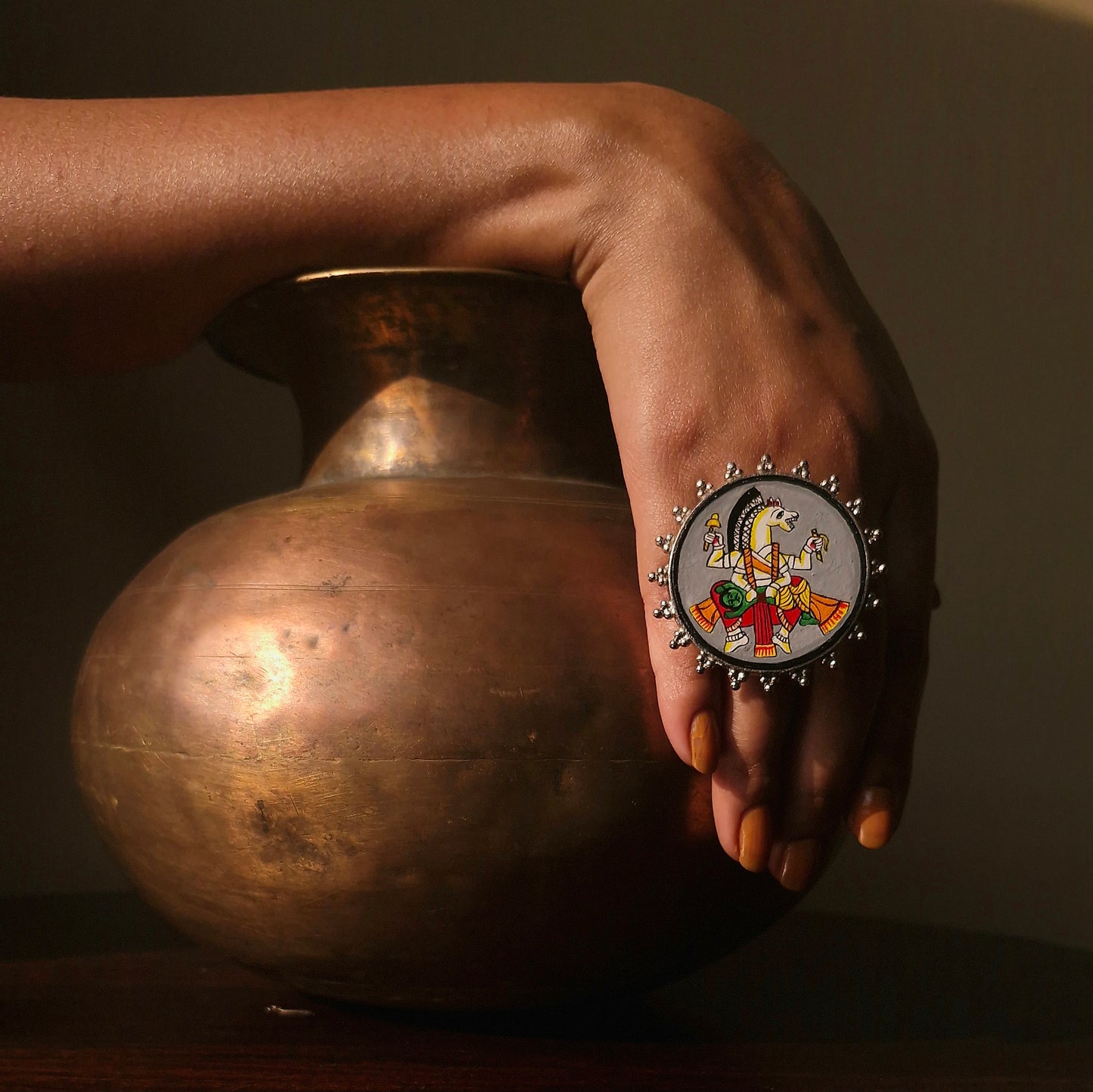 "Narasingham" Hand-painted Finger Ring