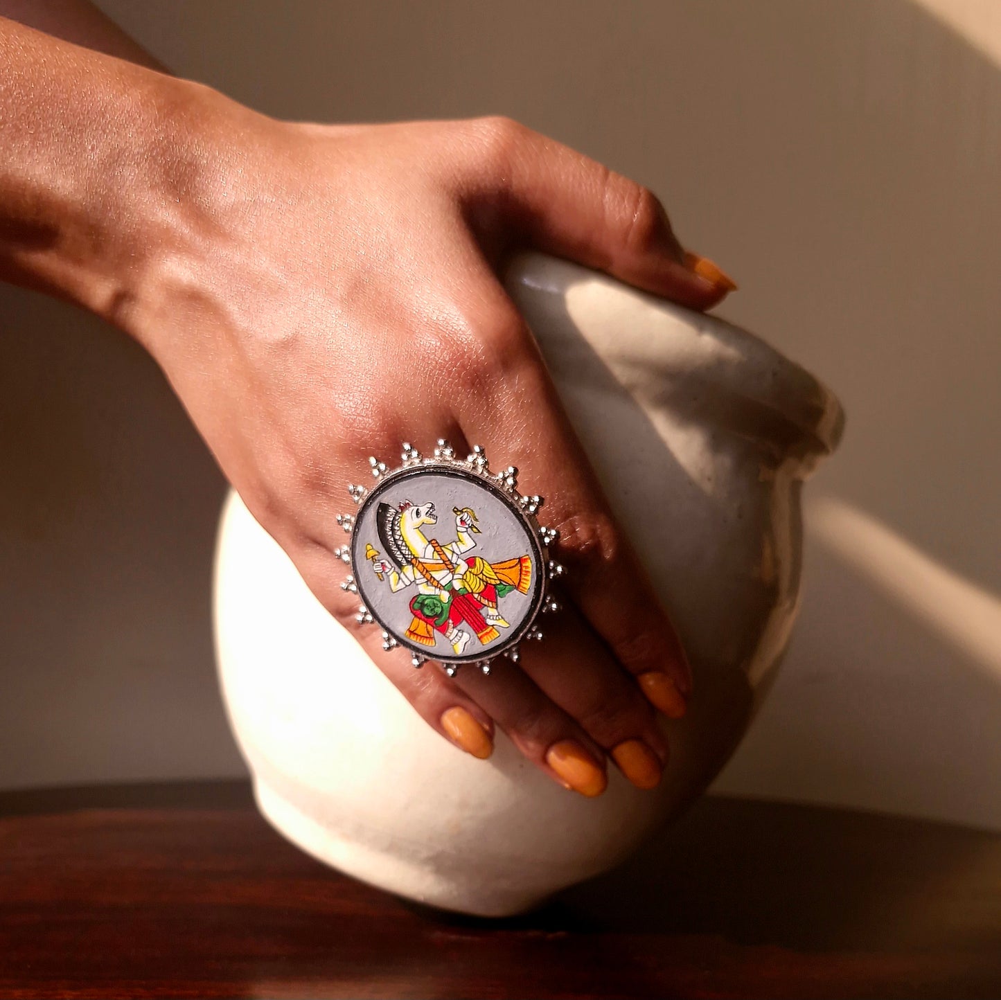 "Narasingham" Hand-painted Finger Ring
