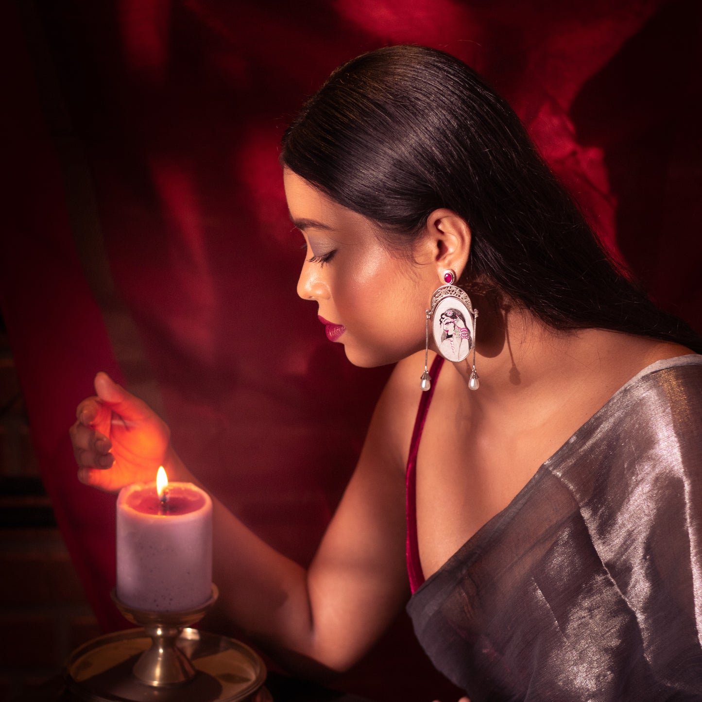 "Amira" Hand-painted Earring