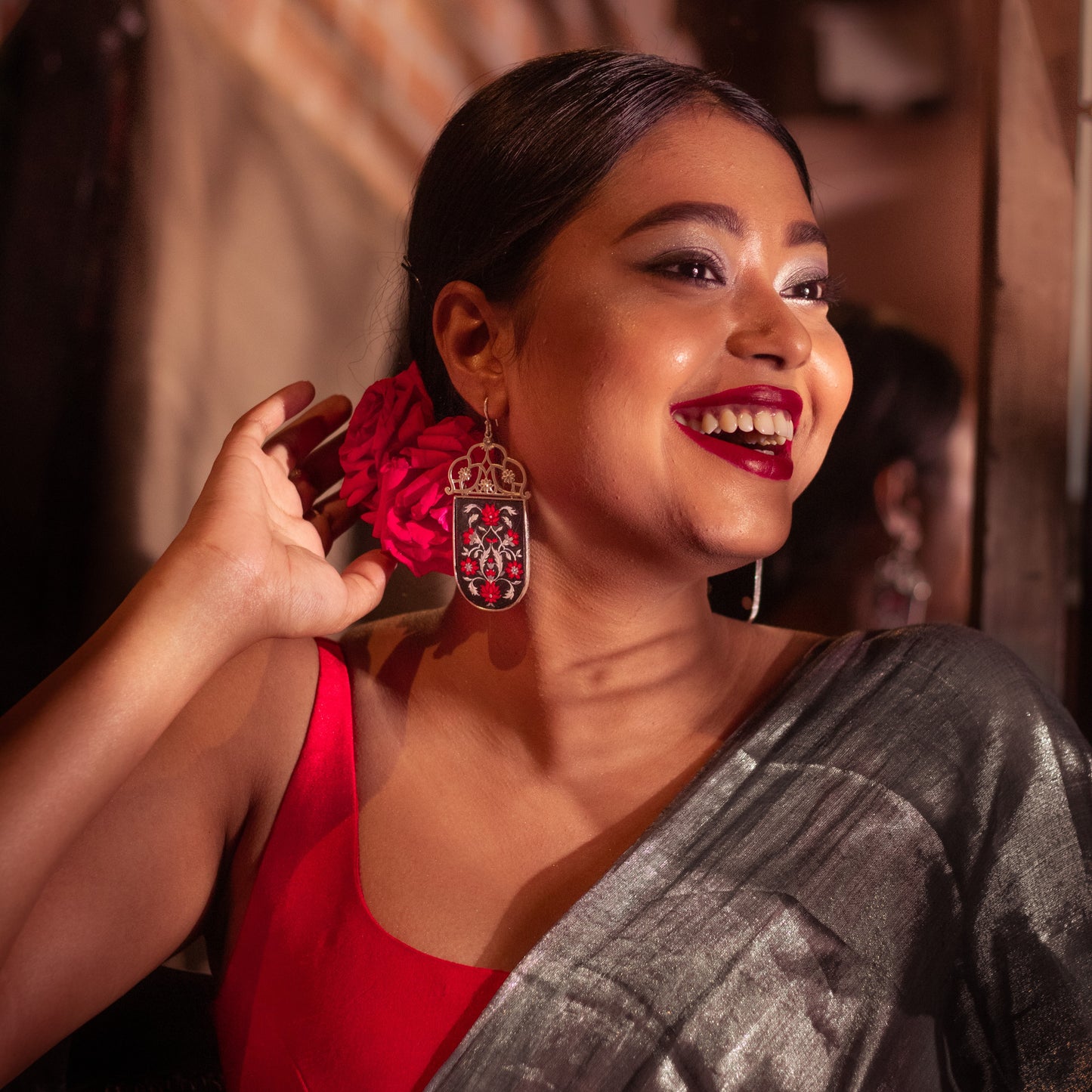 "Guldasta" Hand-painted Earring