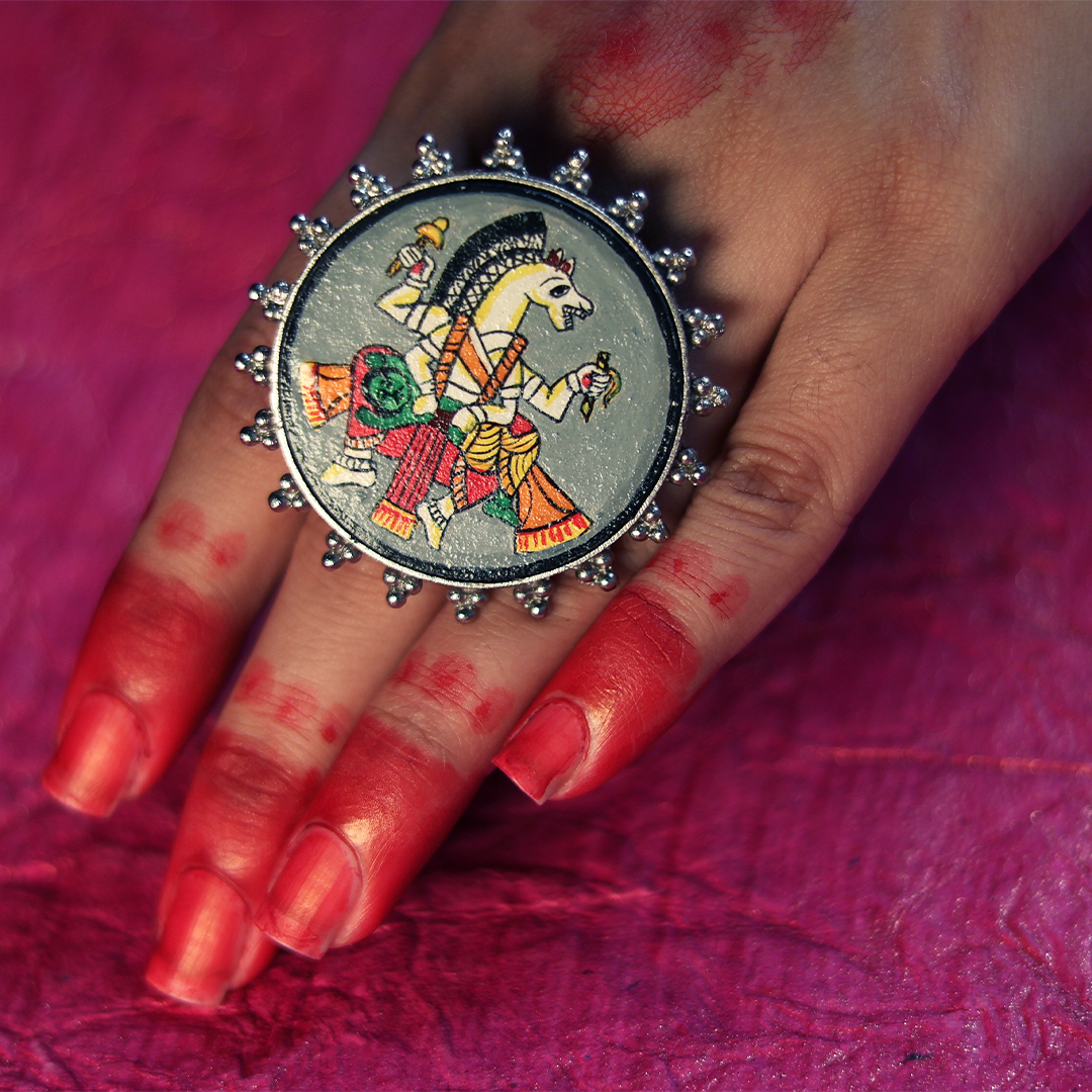 "Narasingham" Hand-painted Finger Ring