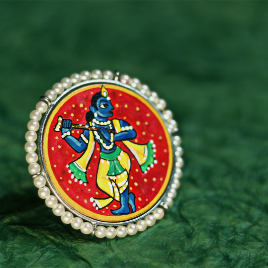 "Krishna"  Hand-painted Finger Ring